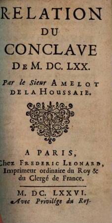 Rélation du Conclave de 1670
