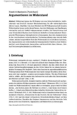Argumentieren im Widerstand