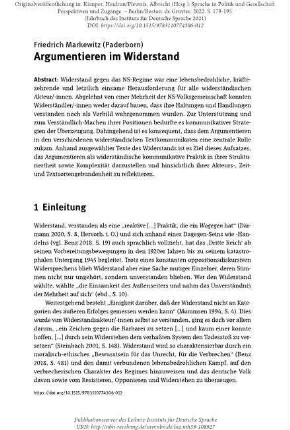 Argumentieren im Widerstand