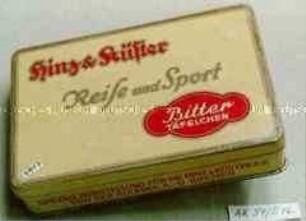 Blechdose für Schokolade "Hinz und Küster Reise und Sport Bitter TÄFELCHEN"