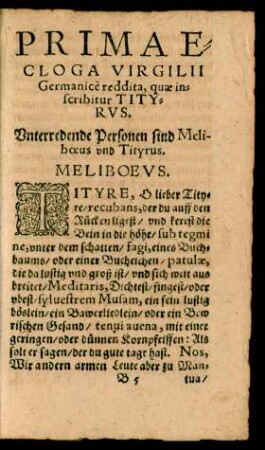 Prima Ecloga Virgilii Germanice reddita, quae inscribitur Tityrus.