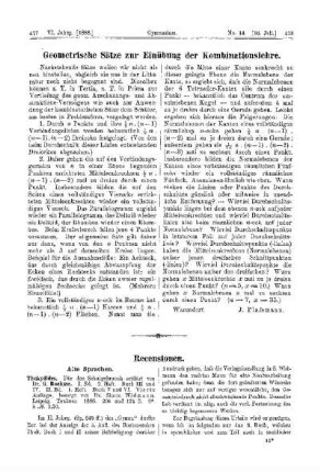Geometrische Sätze zur Einübung der Kombinationslehre