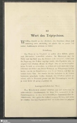 III. Wert des Triptychons