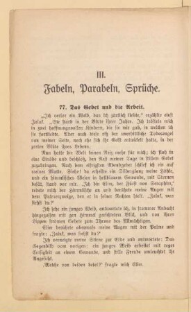 III. Fabeln, Parabeln, Sprüche