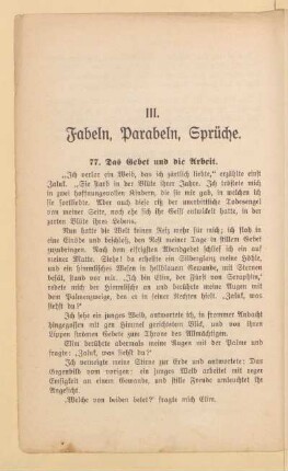 III. Fabeln, Parabeln, Sprüche