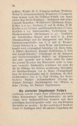 Die nächsten Umgebungen Fulda's