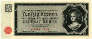 Geldschein, 50 Koruna, 12.9.1940