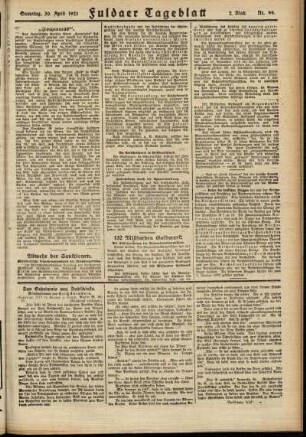 Zweite Ausgabe vom Samstag, den 30. April 1921.