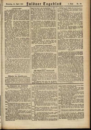 Zweite Ausgabe vom Samstag, den 30. April 1921.