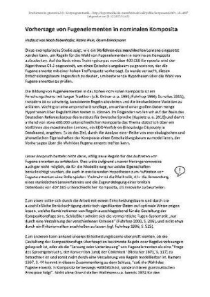 Vorhersage von Fugenelementen in nominalen Komposita