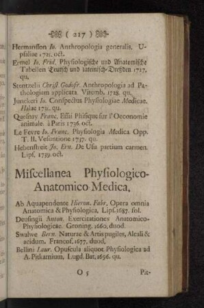 Miscellanea Physiologico-Anatomico Medica.