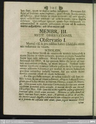 Membr. III. Sistit Observationes