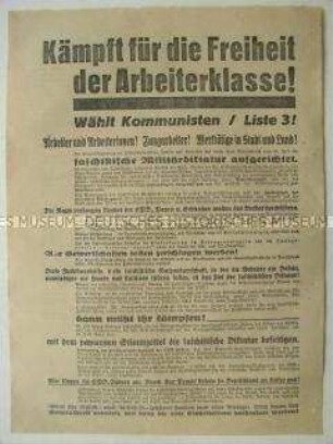 Propagandaflugblatt der KPD gegen Nazis, die Papen-Regierung und die SPD