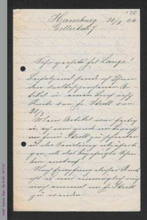 Brief von Sarah Flemming an Helene Lange