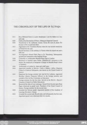 The Chronology Of The Life Of Âlı Paşa