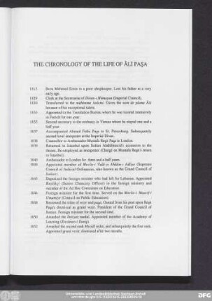 The Chronology Of The Life Of Âlı Paşa