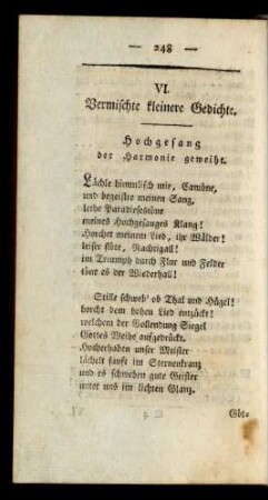 VI. Vermischte kleinere Gedichte