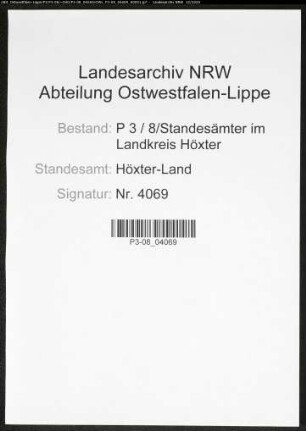 Sterberegister Standesamt Höxter-Land