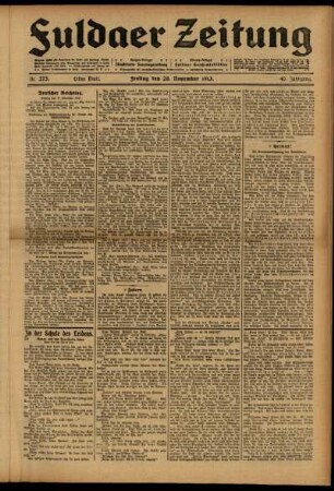 Erste Ausgabe vom Freitag, den 28. November 1913.