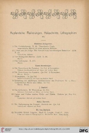 Kupferstiche, Radierungen, Holzschnitte, Lithographien (Nr. 1-849a)