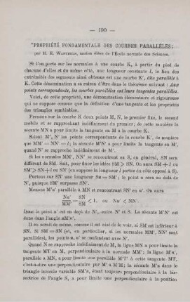 PROPRIÉTÉ FONDAMENTALE DES COURBES PARALLÈLES.