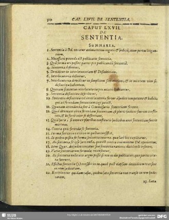 Caput LXVII. De Sententia