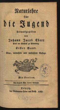 Bd. 1: Naturlehre für die Jugend