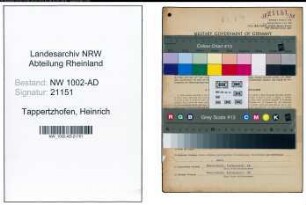 Entnazifizierung Heinrich Tappertzhofen, geb. 07.01.1898 (Fahrdienstleiter)