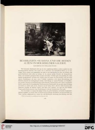 Rembrandts "Susanna und die beiden Alten" in der Berliner Galerie: Radierung von William Unger