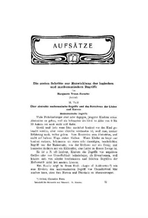 Die ersten Schritte zur Entwicklung der logischen und mathematischen Begriffe : (Schluß)