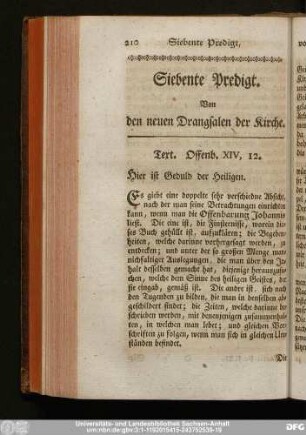Siebente Predigt. Von den neuen Drangsalen der Kirche.