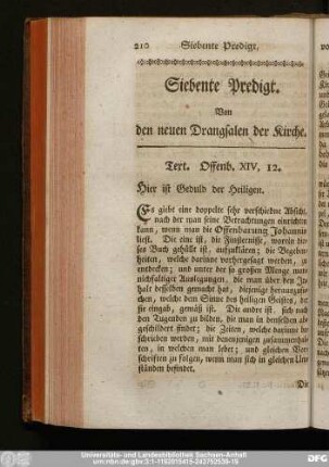 Siebente Predigt. Von den neuen Drangsalen der Kirche.