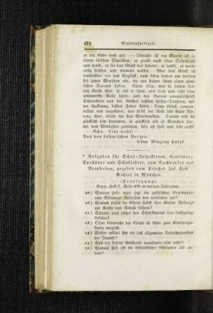 Aufgaben für Schul-Inspektoren, Conferenz-Vorstände und Schullehrer, zum Nachdenken und Bearbeiten : (Fortsetzung)