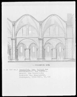 Osnabrück, Dom Sankt Petrus: Aufriss des Mittelschiffes