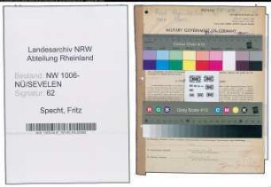 Entnazifizierung Fritz Specht , geb. 23.10.1894 (Landwirt)