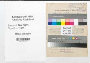 Entnazifizierung Wilhelm Halle , geb. 14.03.1896 (Angestellter)