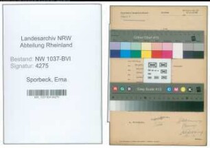 Entnazifizierung Erna Sporbeck , geb. 10.05.1917 (Postangestellter)