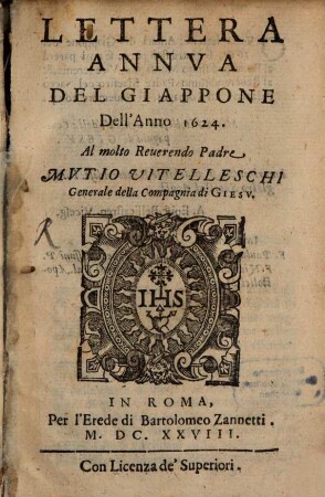 Lettera annua del Giappone d. a. 1624