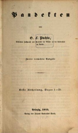 Pandekten, 1 : Bogen 1 - 25