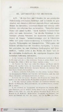 III. Litteratur und Methodik