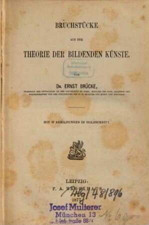 Bruchstücke aus der Theorie der bildenden Künste