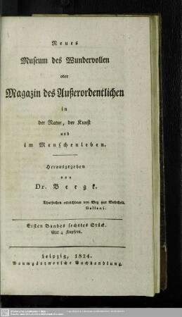 Erster Band, sechstes Stück