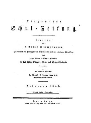 Titelblatt für November 1842 (Heft 174 - 189)