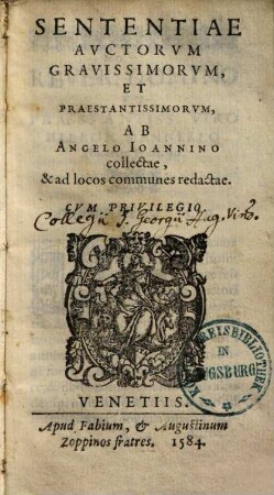 Sententiae Auctorum Gravissimorum Et Praestantissimorum