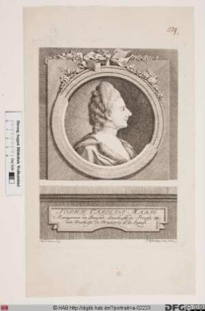 Bildnis Sophie Caroline Marie, Markgräfin von Brandenburg-Bayreuth, geb. Prinzessin von Braunschweig