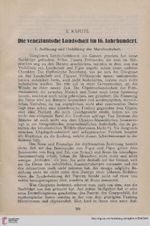 II. Kapitel: Die venezianische Landschaft im 16. Jahrhundert