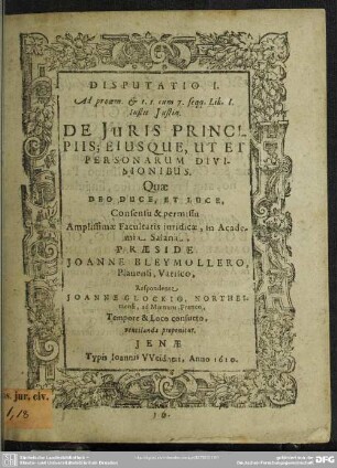 De juris principiis ejusque divisionibus