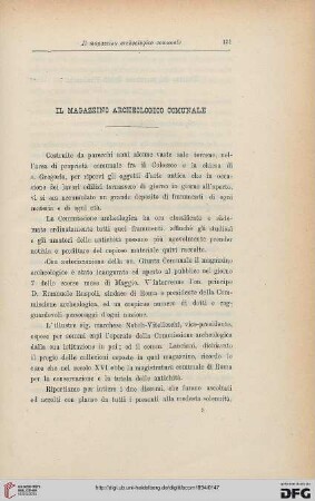Il magazzino archeologico comunale