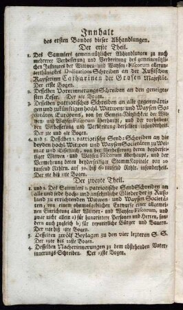Innhalt des ersten Bandes dieser Abhandlungen.