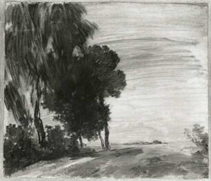 Landschaft : Busch, Wilhelm : Landschaft, Öl auf Pappe, 26,5 x 30 cm, um 1885
